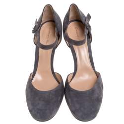 Pre Owned Gianvito Rossi Grey Suede D'orsay Strap Pumps Size 42