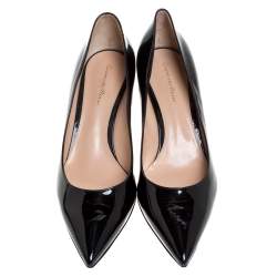 Pre Owned Gianvito Rossi Black Patent Leather Squared Pumps Size 42