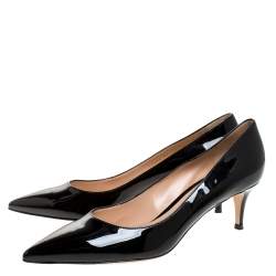 Pre Owned Gianvito Rossi Black Patent Leather Squared Pumps Size 42