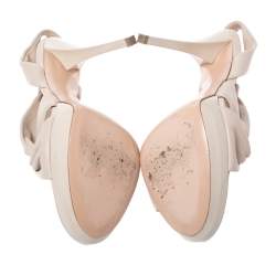 Pre Owned Gianvito Rossi Cream Leather Twist Detail Platform Sandals Size 37.5