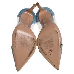 Pre Owned Gianvito Blue Denim and  PVC Plexi Pointed Toe Pump Size 36