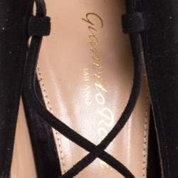 Pre Owned Gianvito Rossi Black Suede Femi Lace up Pointed Toe Pumps Size 39.5