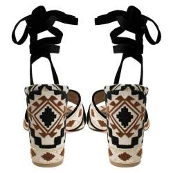 Pre Owned Gianvito Rossi Multicolor Embroidered Canvas And Suede Cheyenne Ankle Wrap Sandals 40