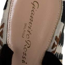 Pre Owned Gianvito Rossi Multicolor Embroidered Canvas And Suede Cheyenne Ankle Wrap Sandals 40