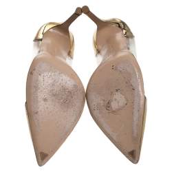 Pre Owned Gianvito Rossi Metallic Gold Patent Leather and PVC Plexi Pumps Size 36