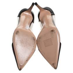 Pre Owned Gianvito Rossi Black Leather and PVC Plexi Pointed Toe Pumps Size 39.5