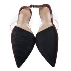 Pre Owned Gianvito Rossi Burgundy Suede And PVC Virtua Pointed Toe Mules Size 38