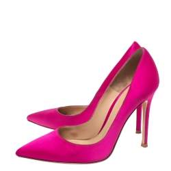 Pre Owned Gianvito Rossi Pink Satin Pointed Toe Pumps Size 36 