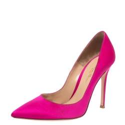 Pre Owned Gianvito Rossi Pink Satin Pointed Toe Pumps Size 36 