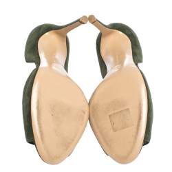 Pre Owned Gianvito Rossi Moose Green Suede Peep Toe D'orsay Pumps Size 37