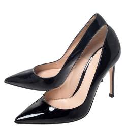 Pre Owned Gianvito Rossi Black Patent Leather Pointed Toe Pumps Size 36
