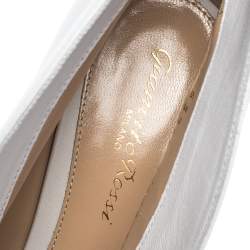 Pre Owned Gianvito Rossi White Leather V Neck Peep Toe Booties Size 36