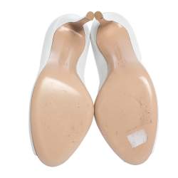 Pre Owned Gianvito Rossi White Leather V Neck Peep Toe Booties Size 36