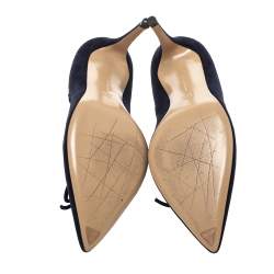 Pre Owned Gianvito Rossi Blue Suede Lace Bow Pumps Size 39
