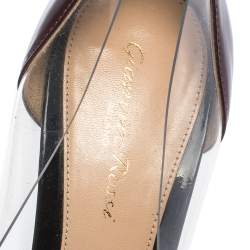 Pre Owned Gianvito Rossi Black/Burgundy Patent And PVC Plexi Pumps Size 38.5