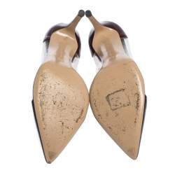 Pre Owned Gianvito Rossi Black/Burgundy Patent And PVC Plexi Pumps Size 38.5