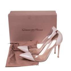 Pre Owned Gianvito Rossi Blush Pink Leather And PVC Plexi Pointed Toe Pumps Size 40.5