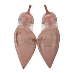 Pre Owned Gianvito Rossi Blush Pink Leather And PVC Plexi Pointed Toe Pumps Size 40.5