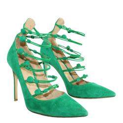 Pre Owned Gianvito Rossi  Suede Button Strap  Pumps