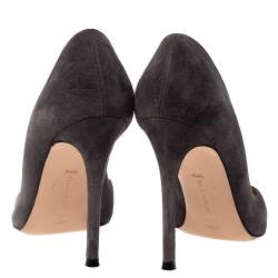 Pre Owned Gianvito Rossi Grey Suede Leather Pointed Toe Pumps Size 38.5