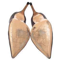 Pre Owned Gianvito Rossi Grey Suede Leather Pointed Toe Pumps Size 38.5