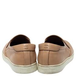 Gianvito Rossi Beige Leather Slip On Sneakers Size 38