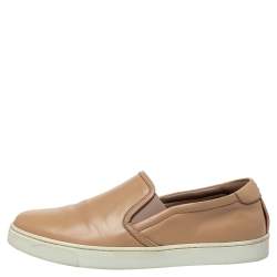 Gianvito Rossi Beige Leather Slip On Sneakers Size 38