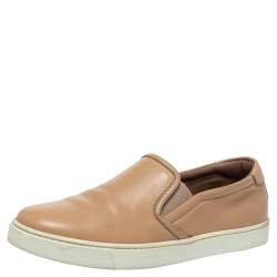 Gianvito Rossi Beige Leather Slip On Sneakers Size 38