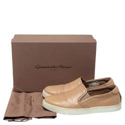 Gianvito Rossi Beige Leather Slip On Sneakers Size 38