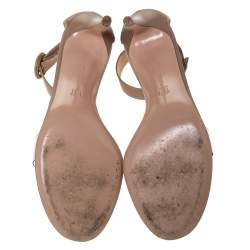 Pre Owned Gianvito Rossi Beige Leather And PVC Plexi Trasp Ankle Cuff Sandals Size 39