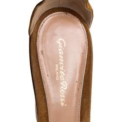 Pre Owned Gianvito Rossi Brown Suede Leather Cork Wedge Platform Ankle Strap Sandals Size 39.5