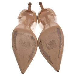 Pre Owned Gianvito Rossi Beige/White PVC and Leather Plexi Pointed Toe Pumps Size 36.5