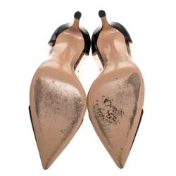Pre Owned Gianvito Rossi Black Leather And PVC Plexi Pointed Toe Pumps Size 36