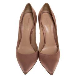 Pre Owned Gianvito Rossi Beige Satin Pointed Toe Pumps Size 39.5