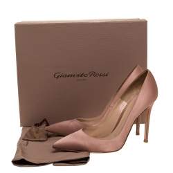 Pre Owned Gianvito Rossi Beige Satin Pointed Toe Pumps Size 39.5