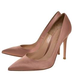 Pre Owned Gianvito Rossi Beige Satin Pointed Toe Pumps Size 39.5
