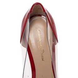 Pre Owned Gianvito Rossi Red/Black Patent Leather and PVC Plexi Pointed Toe Pumps Size 39