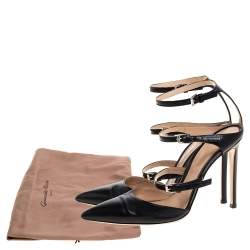 Pre Owned Gianvito Rossi Black Leather Carey Triple Ankle Strap Pumps Size 36