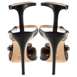 Pre Owned Gianvito Rossi Black Leather Carey Triple Ankle Strap Pumps Size 36