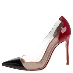 Pre Owned Gianvito Rossi Red/Black Patent Leather and PVC Plexi Pointed Toe Pumps Size 37