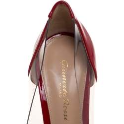 Pre Owned Gianvito Rossi Red/Black Patent Leather and PVC Plexi Pointed Toe Pumps Size 37