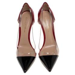 Pre Owned Gianvito Rossi Red/Black Patent Leather and PVC Plexi Pointed Toe Pumps Size 37