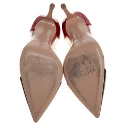 Pre Owned Gianvito Rossi Red/Black Patent Leather and PVC Plexi Pointed Toe Pumps Size 37