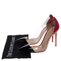 Pre Owned Gianvito Rossi Red/Black Patent Leather and PVC Plexi Pointed Toe Pumps Size 37