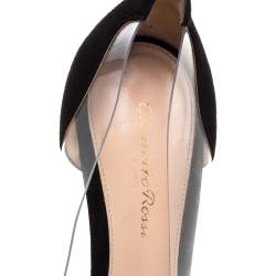 Pre Owned Gianvito Rossi Black Suede and PVC Plexi Pointed Toe Pumps Size 39