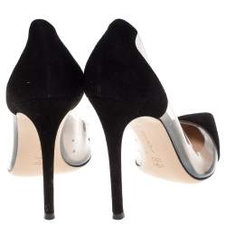 Pre Owned Gianvito Rossi Black Suede and PVC Plexi Pointed Toe Pumps Size 39