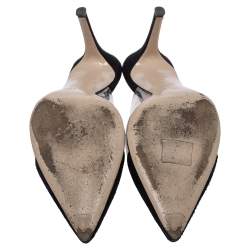 Pre Owned Gianvito Rossi Black Suede and PVC Plexi Pointed Toe Mule Sandals Size 39