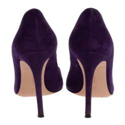 Pre Owned Gianvito Rossi Purple Suede Pointed Toe Pumps Size 38