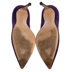 Pre Owned Gianvito Rossi Purple Suede Pointed Toe Pumps Size 38