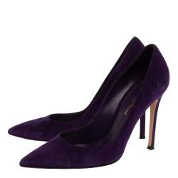 Pre Owned Gianvito Rossi Purple Suede Pointed Toe Pumps Size 38